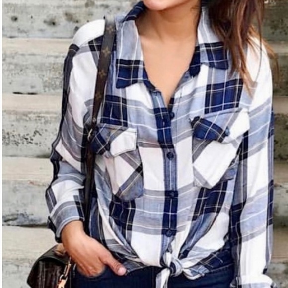 SANCTUARY Boyfriend Forever Blue Plaid Flannel - Picture 4 of 8